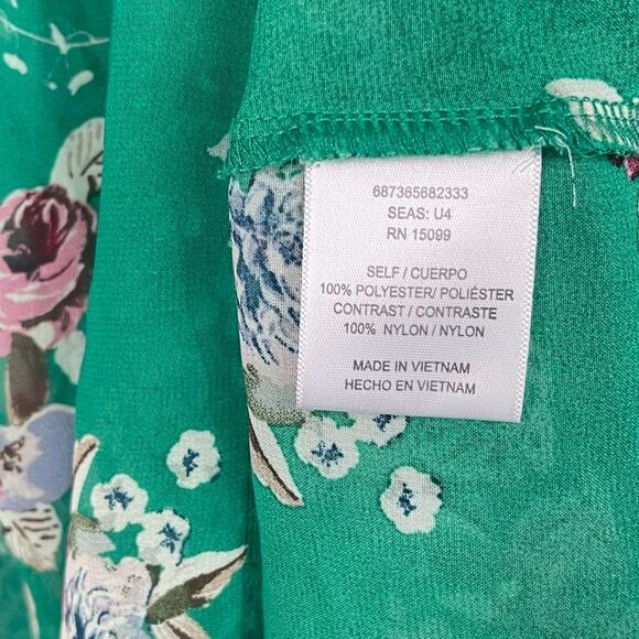 Metaphor Women's Green Short Sleeve Lace Back Blouse Size XL - Picture 6 of 7